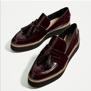 NWT zara burgandy moccasins